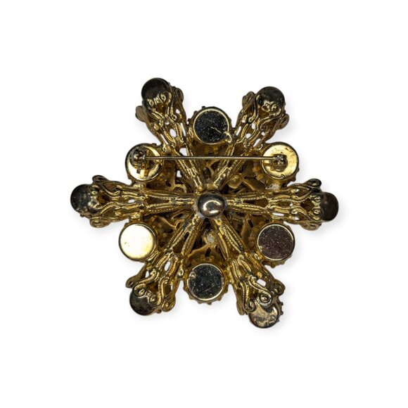 Vintage Gold Tone & Clear Rhinestone Brooch/Pin - Picture 4 of 6
